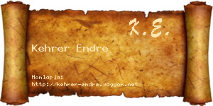 Kehrer Endre névjegykártya